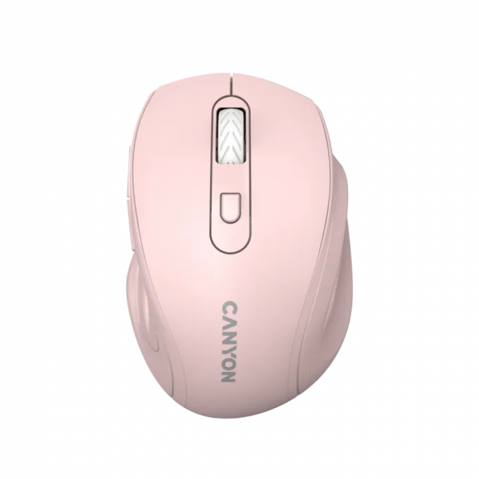 Canyon 6 buttons wireless 2.4Ghz mouse, MX8650A Sensor, DPI up to 1600,Injection case, 3 M life times left and right switches, 2xAAA battery, ABS material. Size: 105x71x40mm, Weight: 59g, Pink — image 1