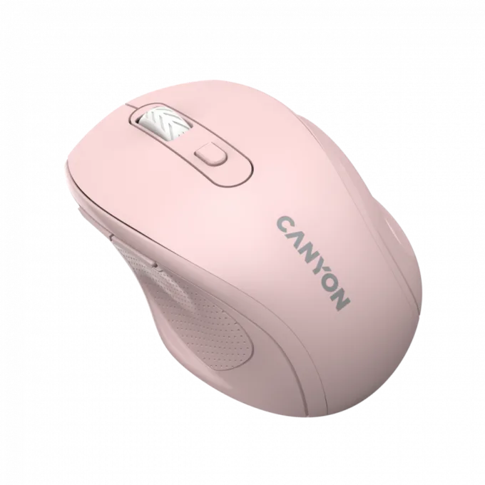 Canyon 6 buttons wireless 2.4Ghz mouse, MX8650A Sensor, DPI up to 1600,Injection case, 3 M life times left and right switches, 2xAAA battery, ABS material. Size: 105x71x40mm, Weight: 59g, Pink — image 3