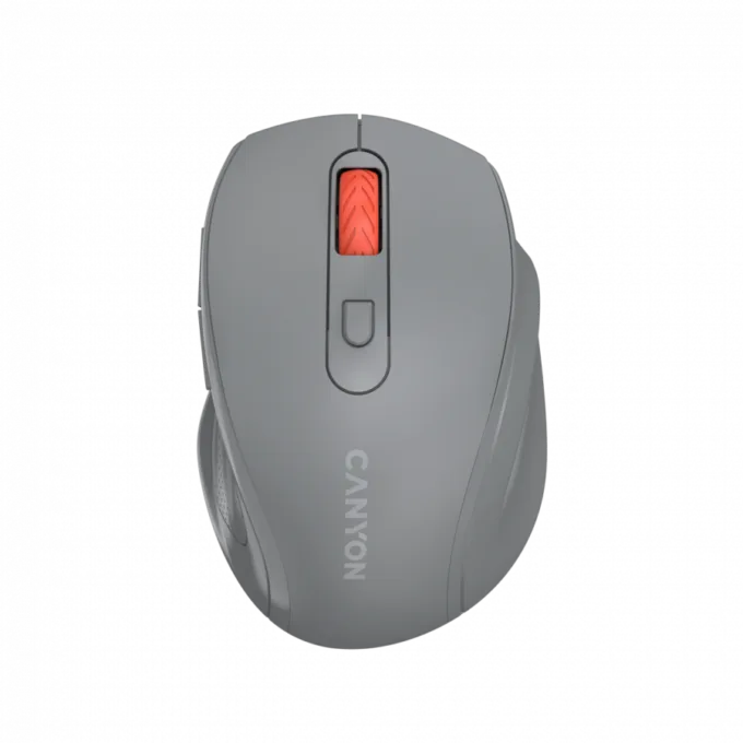 Canyon 6 buttons wireless 2.4Ghz mouse, MX8650A Sensor, DPI up to 1600,Injection case, 3 M life times left and right switches, 2xAAA battery, ABS material. Size: 105x71x40mm, Weight: 59g, Dark grey — image 1