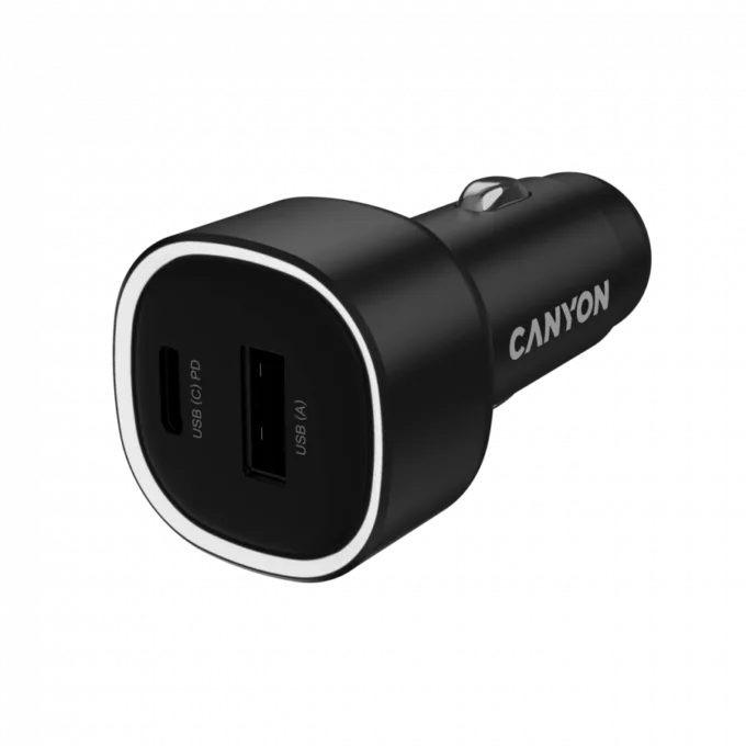 CANYON car charger OnDrive 48 PD 48W USB-A+USB-C Black — image 1