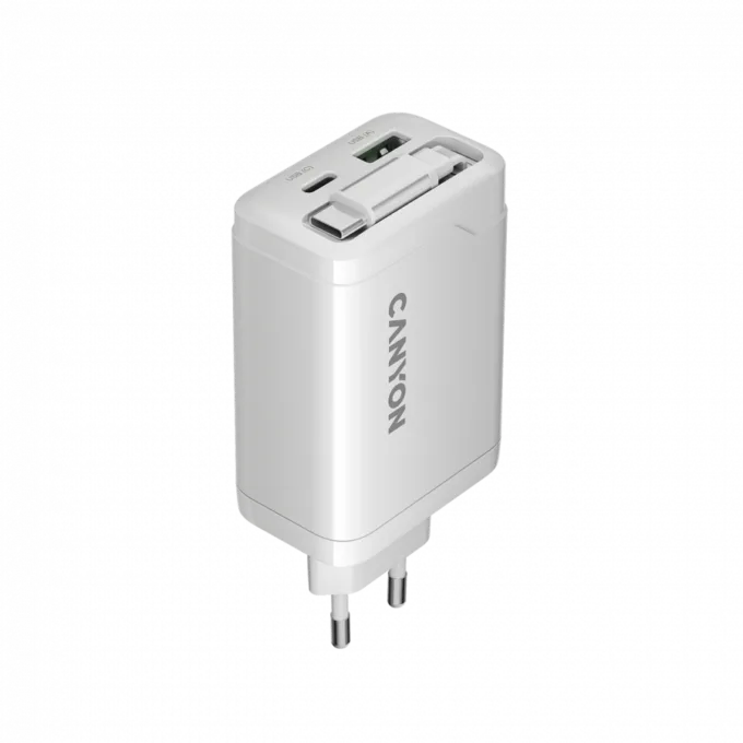 CANYON charger OnCharge 65RC Build-In Cable USB-C 65W 1xPD 1xQC EU White — image 3