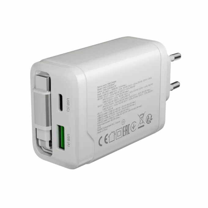 CANYON charger OnCharge 65RC Build-In Cable USB-C 65W 1xPD 1xQC EU White — image 7