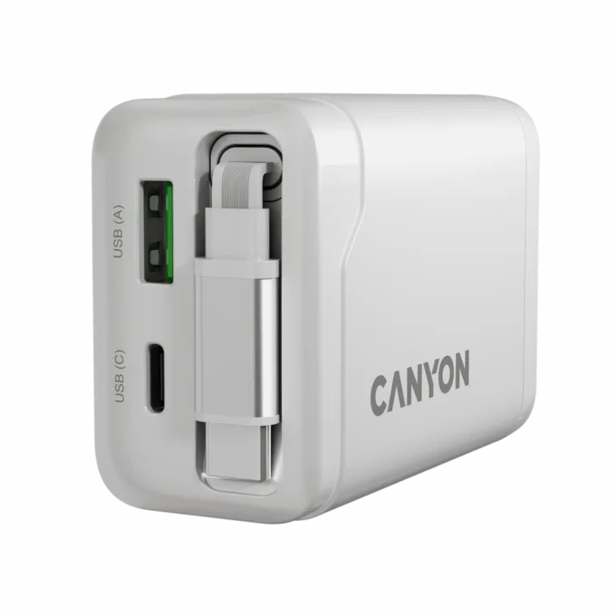 CANYON charger OnCharge 65RC Build-In Cable USB-C 65W 1xPD 1xQC EU White — image 8