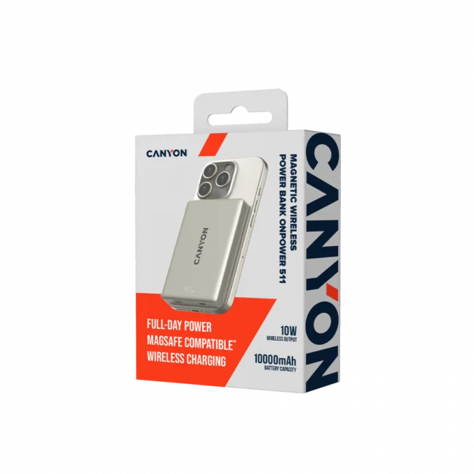 CANYON magnetic power bank OnPower 511 PD20W 10000mAh Aluminium Star Grey — image 5