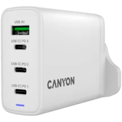 CANYON charger OnCharge 140 GAN Total 150W MAX 3 USB-C +1 USB-A White UK plug