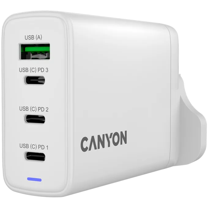 CANYON charger OnCharge 140 GAN Total 150W MAX 3 USB-C +1 USB-A White UK plug — image 1