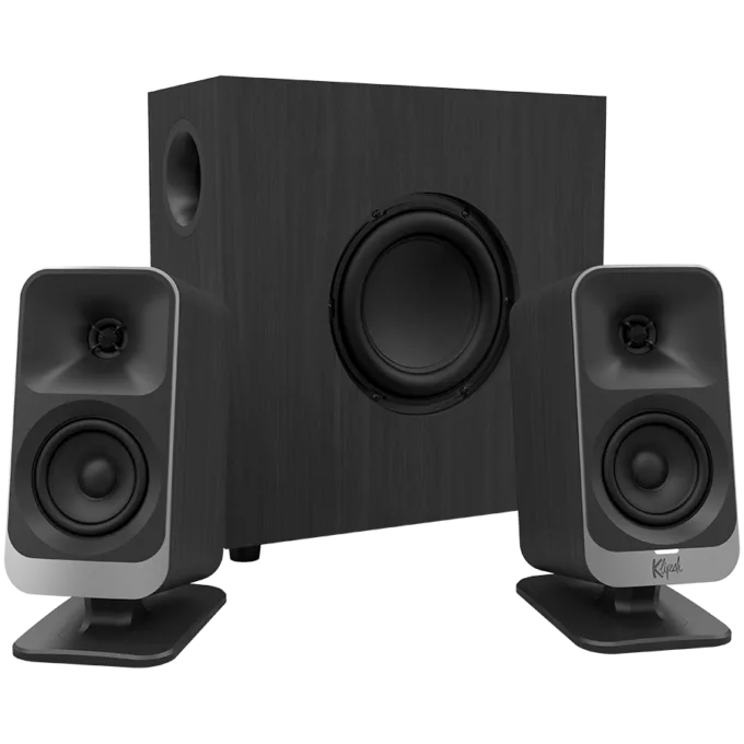 Klipsch ProMedia Lumina 2.1 Gaming Audio System with Subwoofer and LED Lighting Effects Built-in, Black — image 1