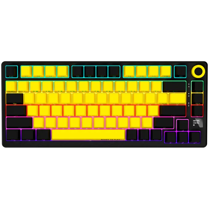 LORGAR KBP7075W, Wireless 75% Mechanical Gaming Keyboard Pro, Black/yellow, EN layout — image 1