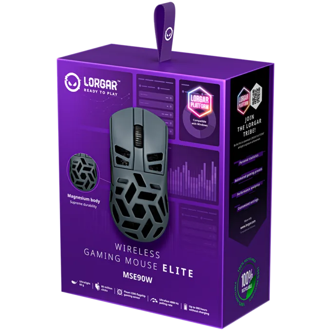 LORGAR MSE90W, Magnesium Alloy Wireless Gaming Mouse Elite, Dark Grey — image 11