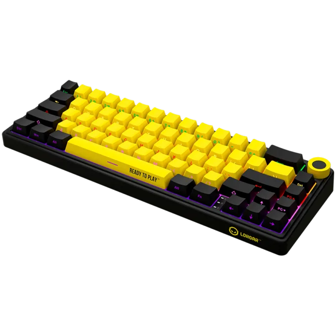 LORGAR KBP70MW, Wireless 65% Mechanical Gaming Keyboard Pro, Black/yellow, EN layout — image 2
