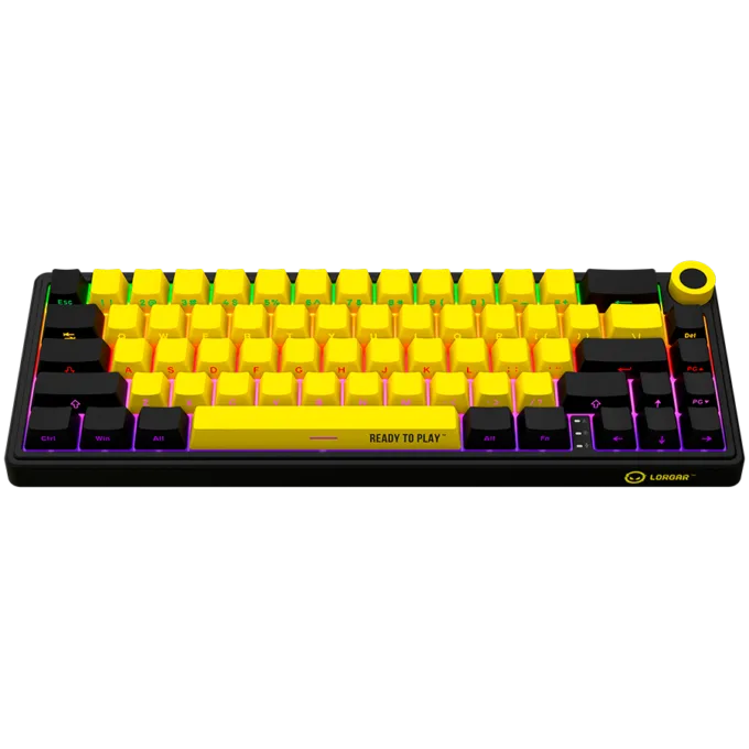 LORGAR KBP70MW, Wireless 65% Mechanical Gaming Keyboard Pro, Black/yellow, EN layout — image 3