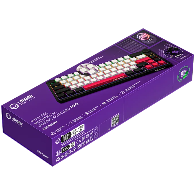 LORGAR KBP70MW, Wireless 65% Mechanical Gaming Keyboard Pro, Black/red, EN layout — image 10