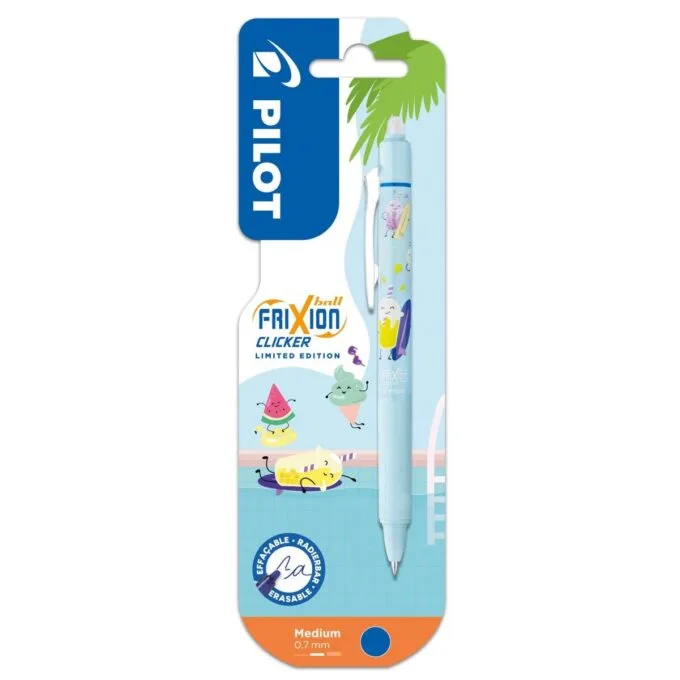 PILOT BLISTER FRIXION CLICKER FANCY POOL PARTY 26 BUBBLE TEA SOFT BLUE BODY R.BALL 0.7MM BLUE INK — image 1