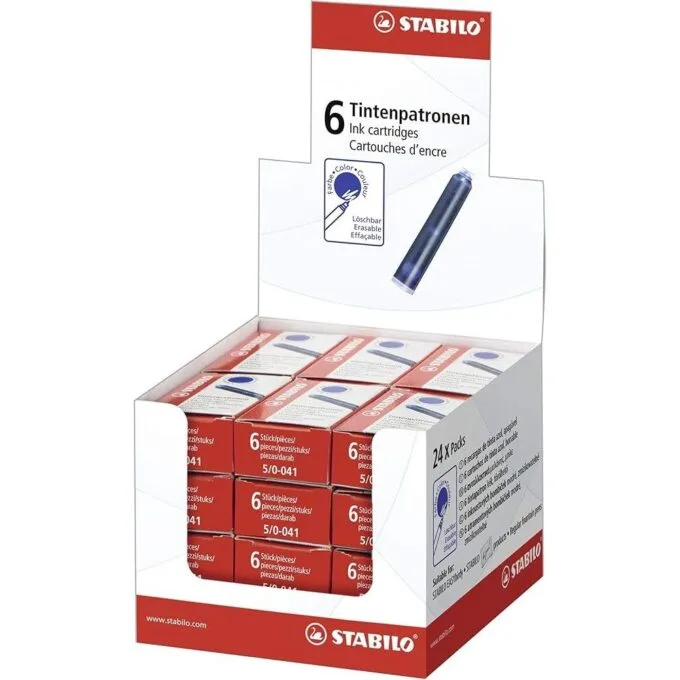 STABILO 6PCS BLUE INK CARTRIDGES — image 1