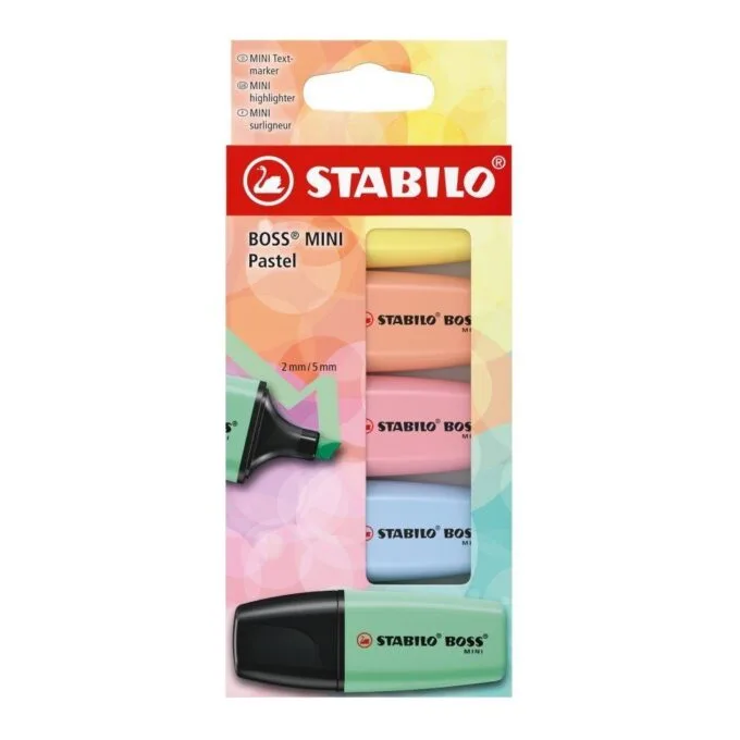 STABILO BOSS MINI PASTEL CARDBOARD WALLET OF 5 PCS — image 1