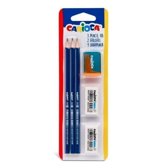 CARIOCA SCHOOL SET BLISTER PENCILS + 2ERASERS + 1SHARPENER — image 1