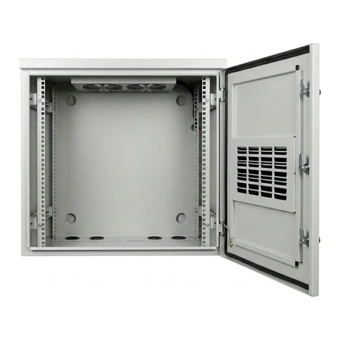ALLNET Wandgehäuse 19" 12HE T488mm Lichtgrau IP55 SO-Serie incl. 2-Fach Lüftereinheit — image 1