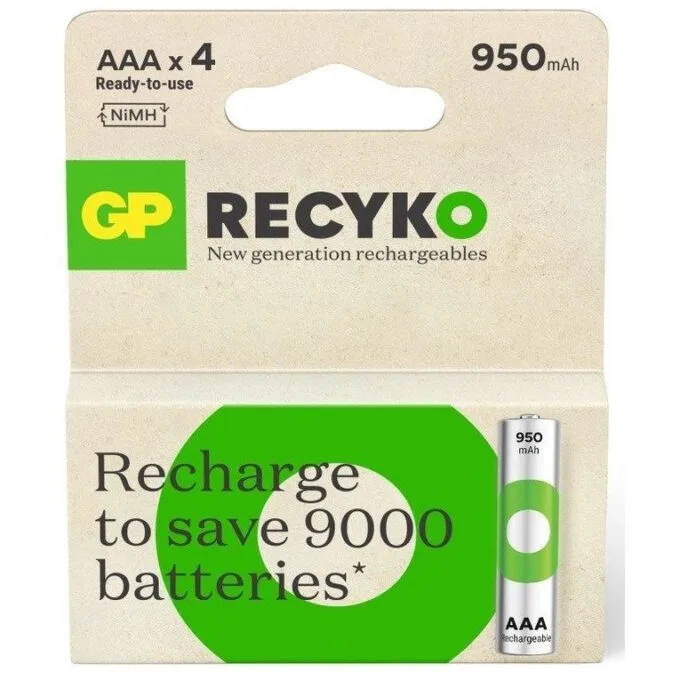 GP AAA RECYKO+ PRO BATTERIES 950 MAH 4 PCS BLISTER — image 1