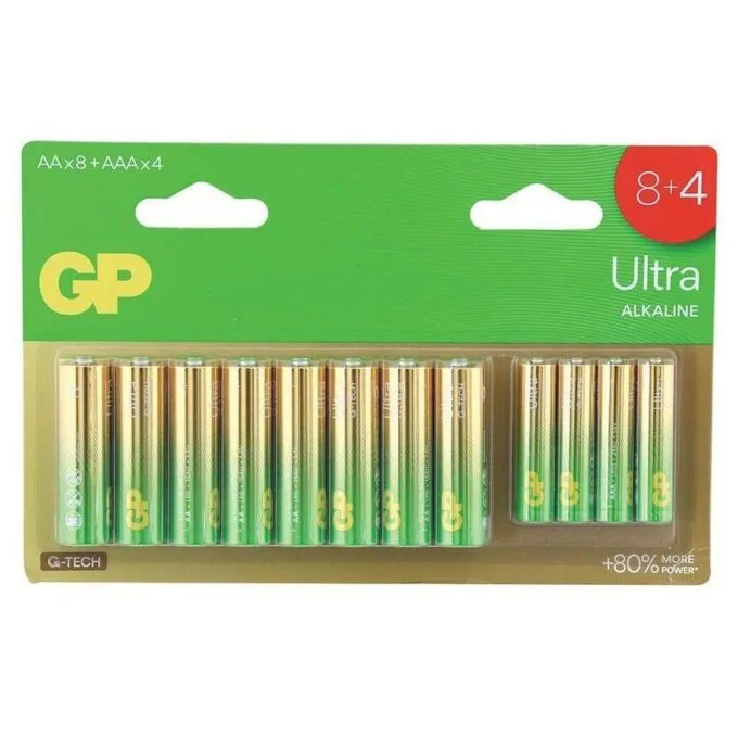 GP AA 8PCS & AAA 4PCS ULTRA ALKALINE BATTERIES 12 PCS BLISTER — image 1