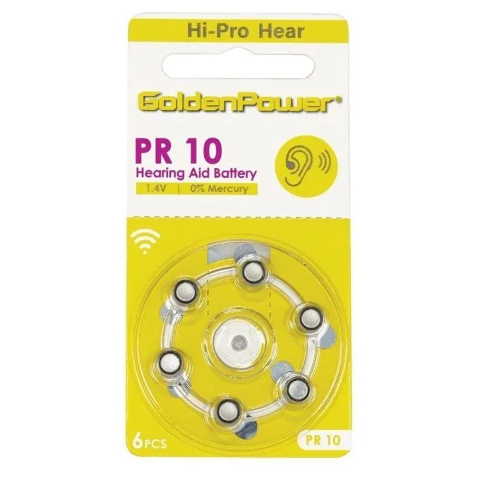 6PC/CARD GOLDEN POWER 1.4V HEARING AID ZINC AIR A13 PR10 — image 1