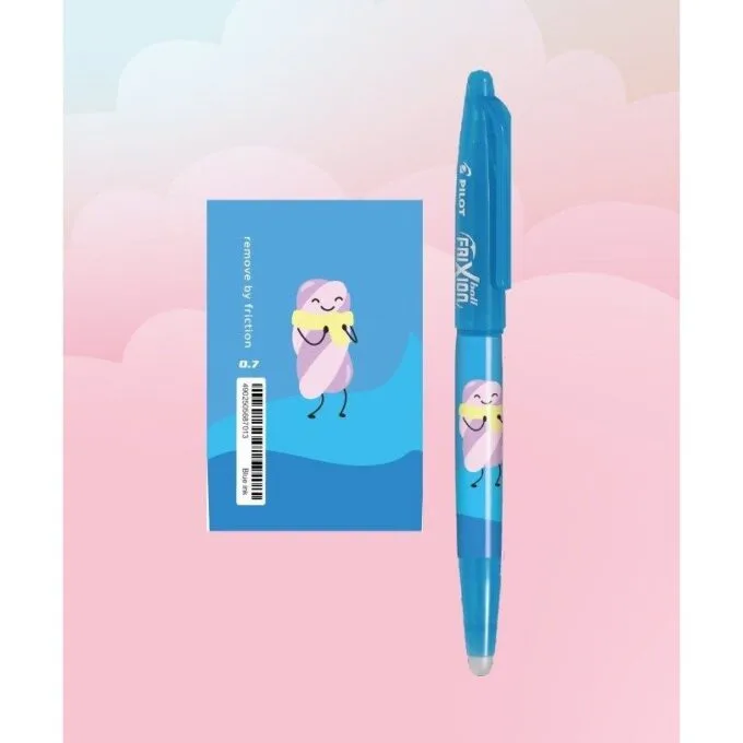 PILOT FRIXION BALL FANCY WINTER 25 LIGHT BLUE BODY - GEL INK ROLLER - BLUE INK - MEDIUM TIP (0.7MM) — image 1