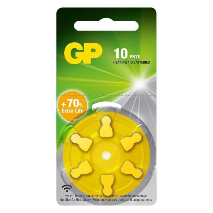 GP 1.4V HEARING AID ZINC AIR BATTERY 6 PCS BLISTER (PR70) — image 1