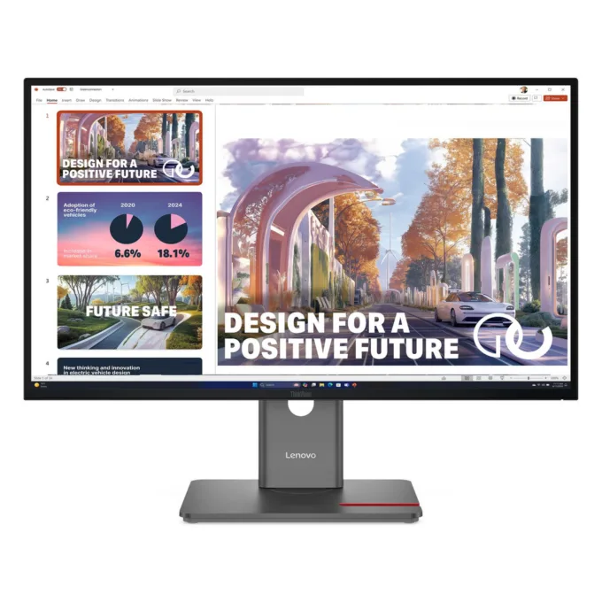 Lenovo ThinkVision P27QD-40 27-inch QHD IPS Monitor – 120Hz, 4ms, 350 nits, USB-C 140W Docking, HDMI 2.1, DP 1.4, Ethernet, VESA 100x100 — image 1