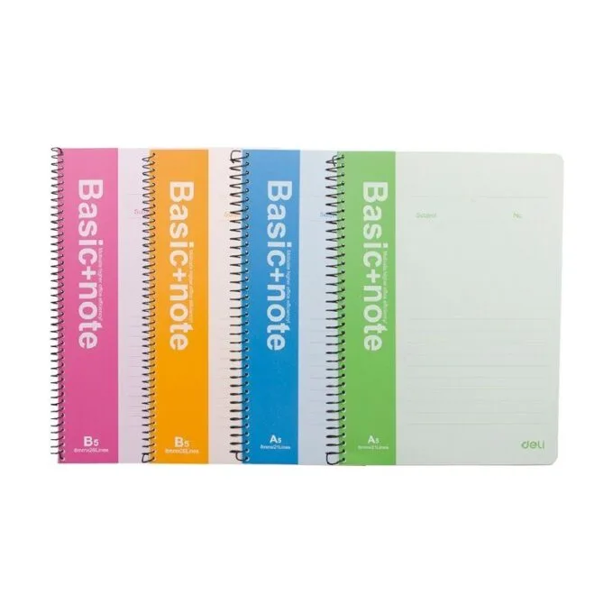 DELI SPIRAL SOFT COVER RULED NOTEBOOK A5/100P-LINE - ASSORTED COLOURS — image 1