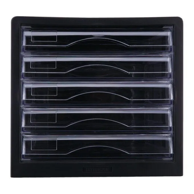 DELI PLASTIC 5-DRAWER FILE CABINET BLACK — image 1