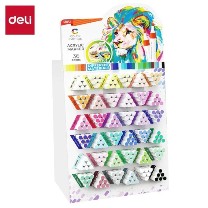 DELI ACRYLIC MARKER 36 COLOURS 240 MARKERS WITH DISPLAY — image 1