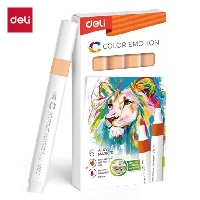 DELI ACRYLIC MARKER PEACH 6 PCS BOX (COLOUR CODE 150) — image 1
