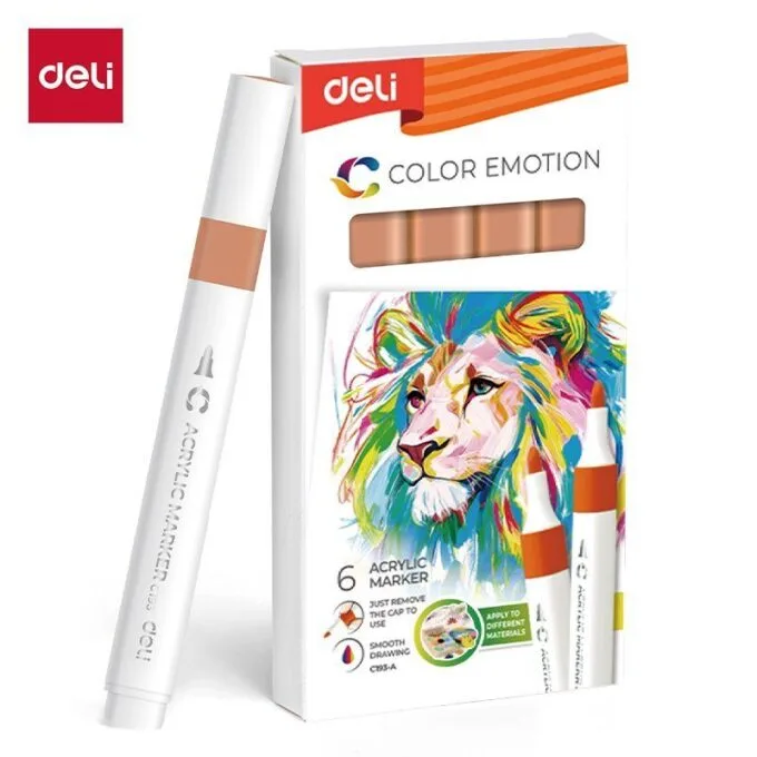 DELI ACRYLIC MARKER CAMEL 6 PCS BOX (COLOUR CODE 65) — image 1