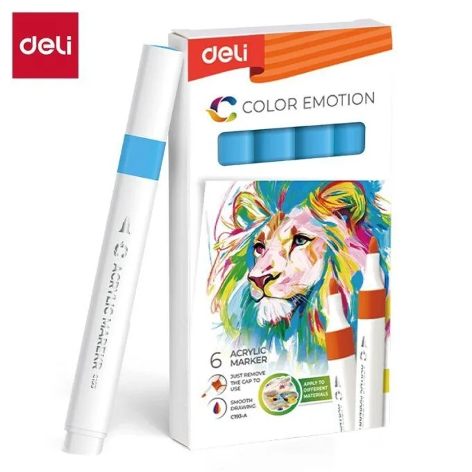 DELI ACRYLIC MARKER SKYE BLUE 6 PCS BOX (COLOUR CODE 29) — image 1