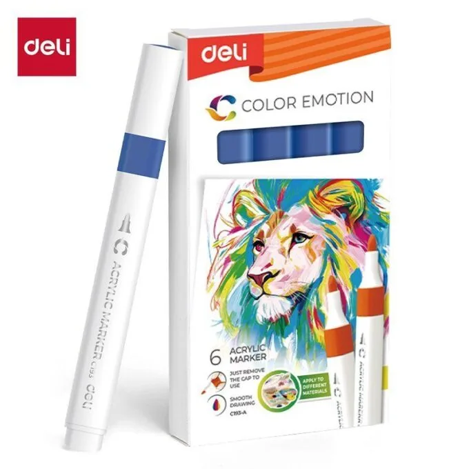 DELI ACRYLIC MARKER DARK BLUE 6 PCS BOX (COLOUR CODE 50) — image 1
