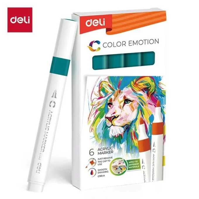 DELI ACRYLIC MARKER PEACOCK GREEN 6 PCS BOX (COLOUR CODE 35) — image 1