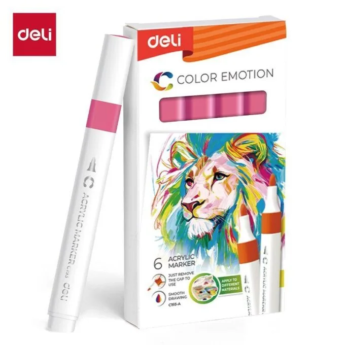 DELI ACRYLIC MARKER ROSE 6 PCS BOX (COLOUR CODE 151) — image 1
