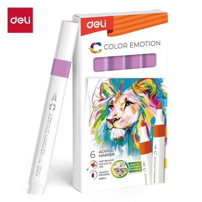 DELI ACRYLIC MARKER VIOLET 6 PCS BOX (COLOUR CODE 131) — image 1