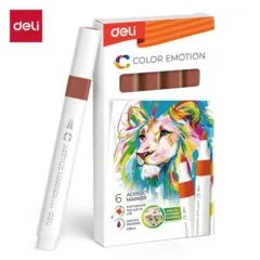 DELI ACRYLIC MARKER BROWN 6 PCS BOX (COLOUR CODE 38)