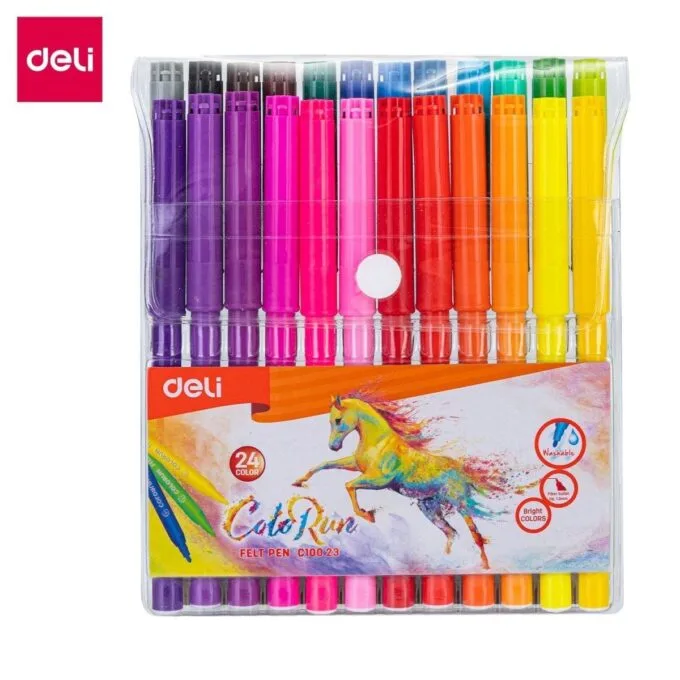 DELI 24 PCS FELT PEN MARKERS WALLET — image 1
