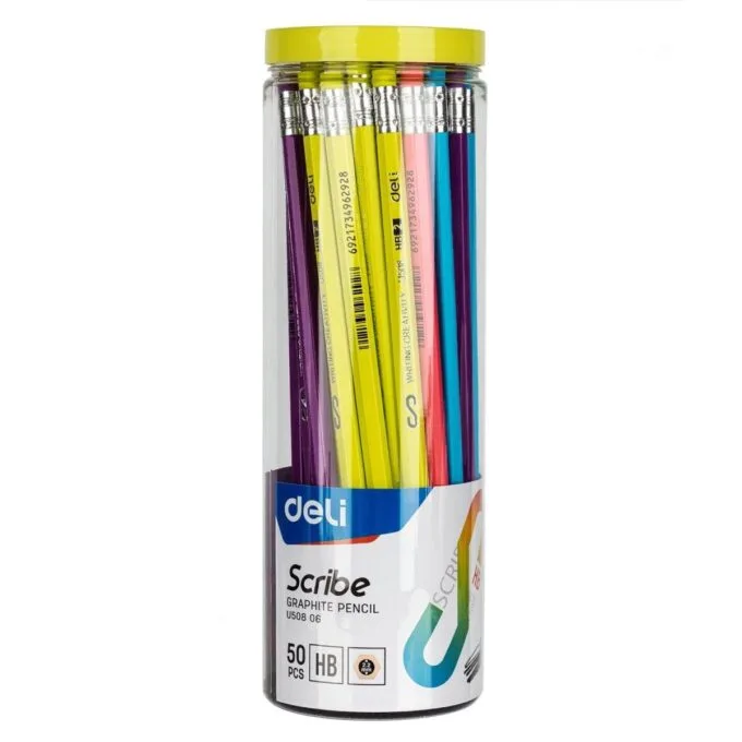 DELI GRAPHITE PENCIL HB W/ERASER (TUBE OF 50 PCS) — image 1