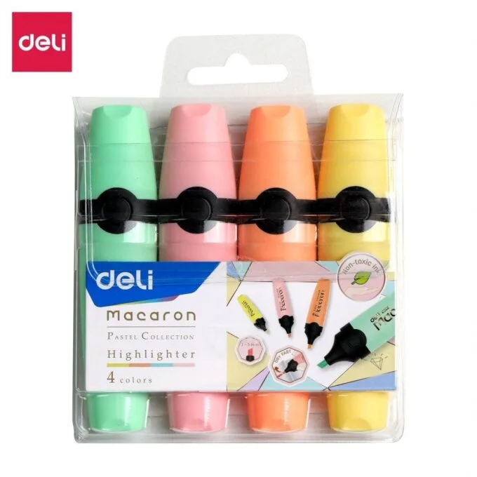 DELI HIGHLIGHTER CHISEL 1-5MM 4PCS ASSORTED MACARON — image 1