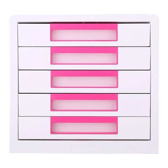 DELI ABS FOLDABLE FILE CABINET MAGENTA, 5 DRAWERS — image 1