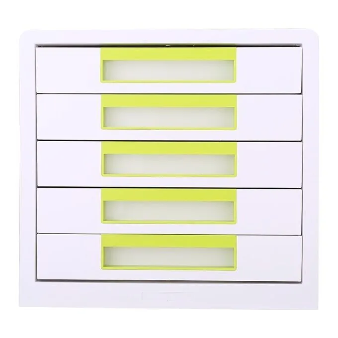 DELI ABS FOLDABLE FILE CABINET GREEN, 5 DRAWERS — image 1