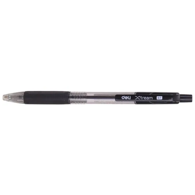 DELI BALL POINT PEN RETRACTABLE LOW VISCOSITY INK SOFT GRIP 0.7MM BLACK — image 1