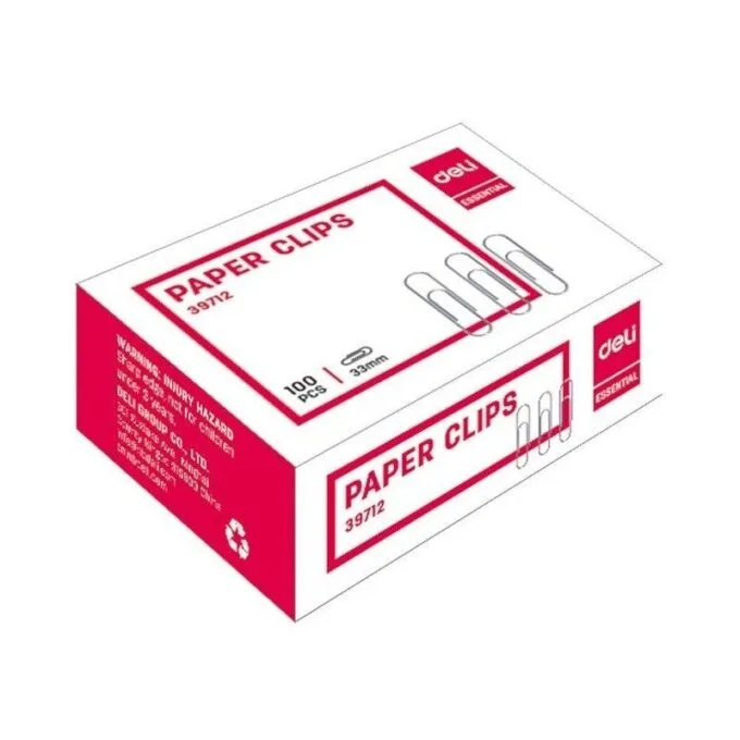 DELI PAPER CLIPS 33MM 100 PCS PER BOX — image 1