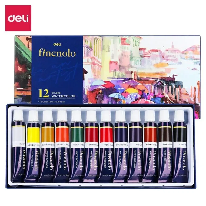 DELI FINENOLO WATERCOLOURS SET 12 PCS 12ML — image 1