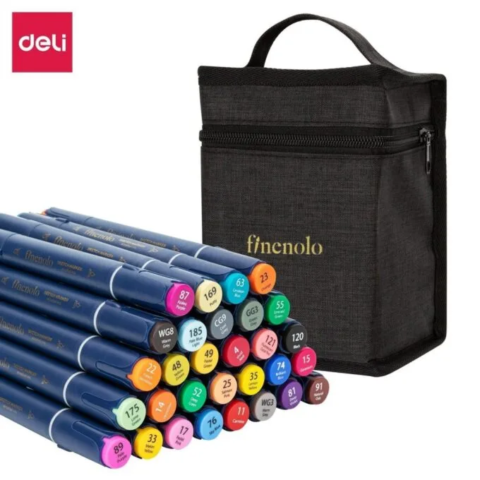 DELI FINENOLO TWIN SKETCH MARKERS 30 COLOURS BAG SET — image 1