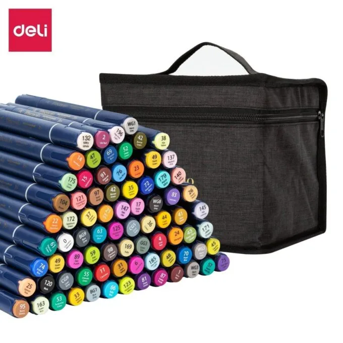DELI FINENOLO TWIN SKETCH MARKERS 80 COLOURS BAG SET — image 1