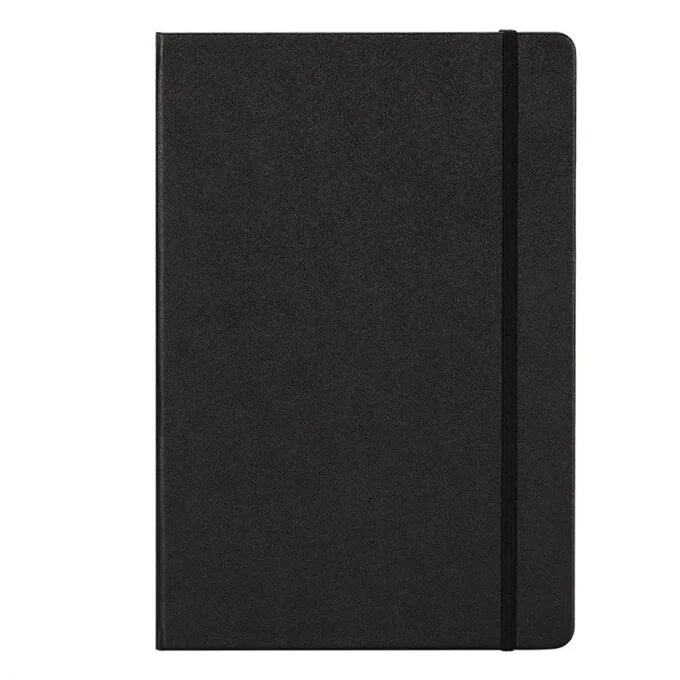 DELI LEATHER COVER RULED NOTEBOOK A5 96 SHEETS - BLACK — image 1
