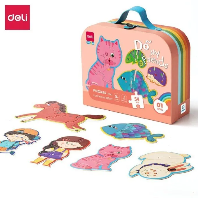 DELI GENIUS GLOW IN THE DARK PUZZLES MY FRIENDS 54 PCS ASSORTED — image 1